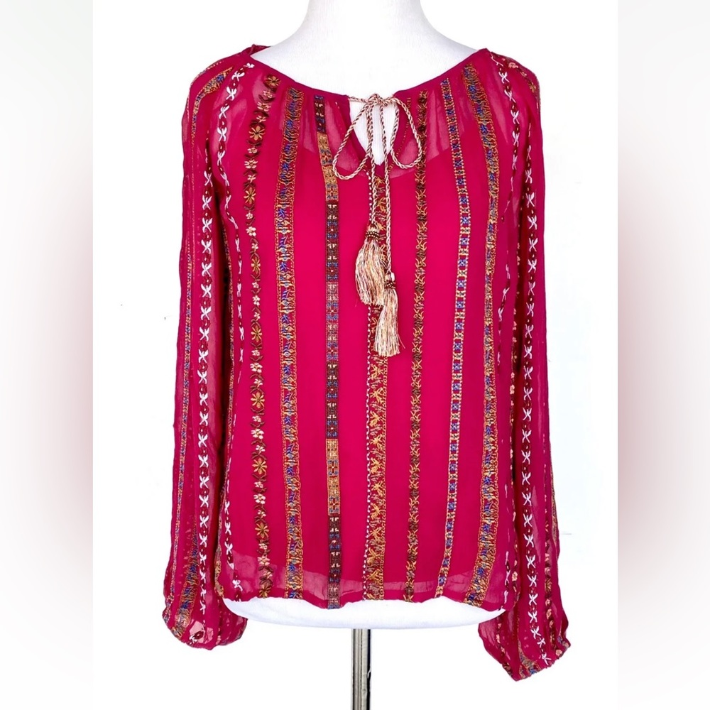 Sundance Treasurable Hot Pink Tunic Blouse. MSRP $168 NWT Size Petite Small